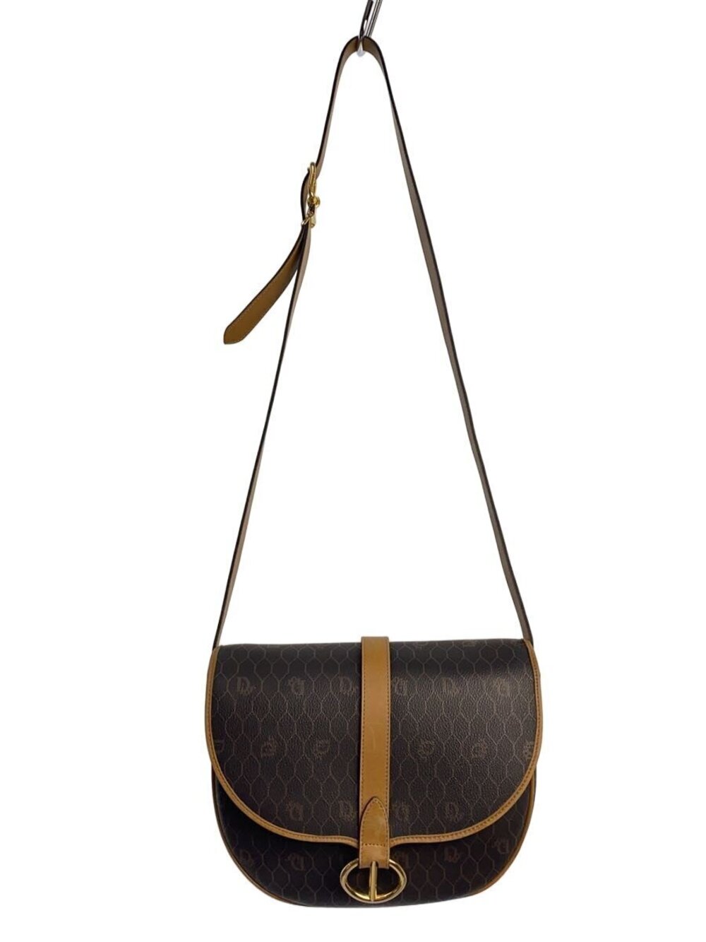 Christian Dior Honeycomb Canvas Shoulder Bag brown canvas tan